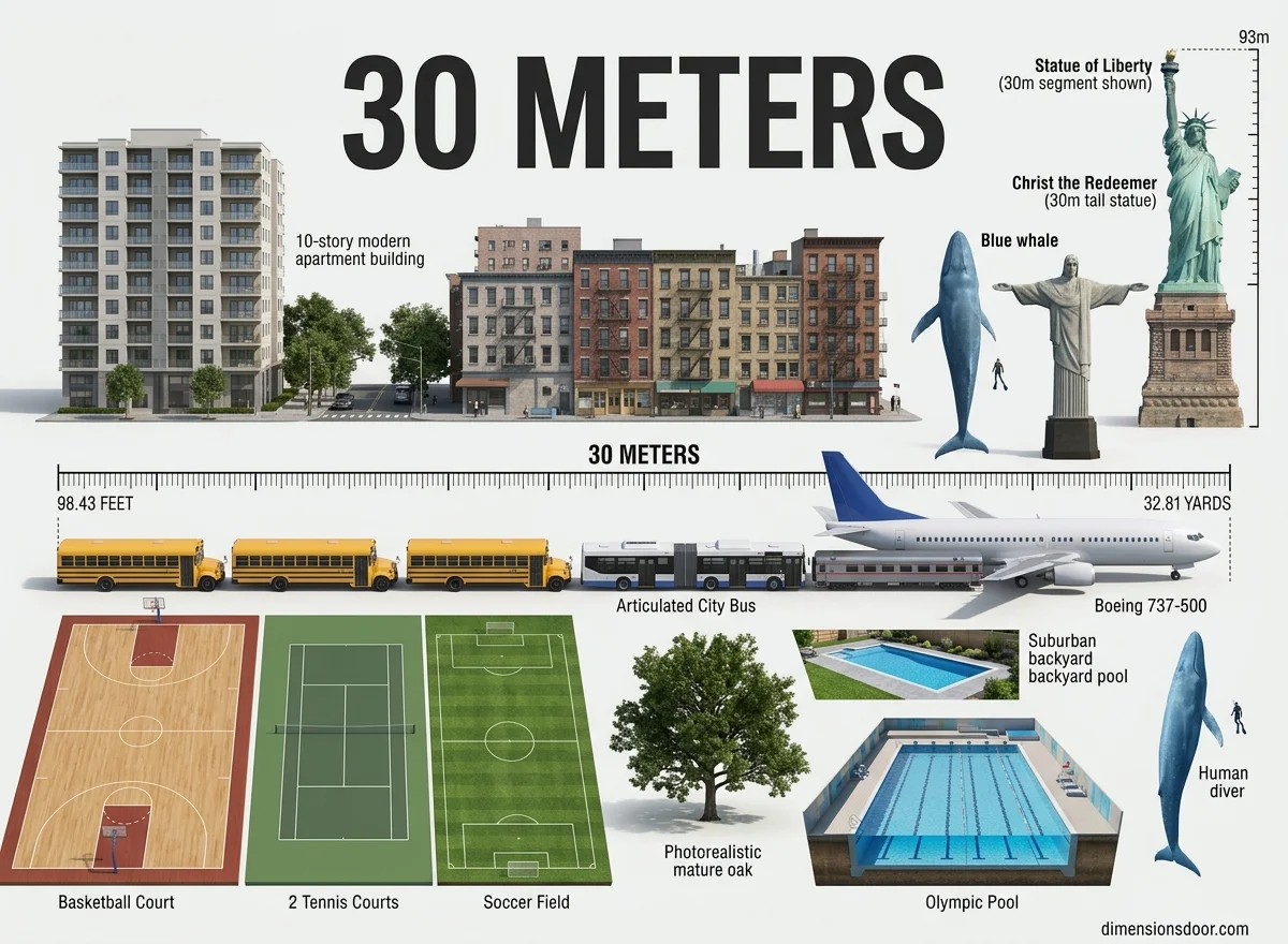 How Long Is 30 Meters? 17 Real-Life Examples, Comparisons & Visual Guide