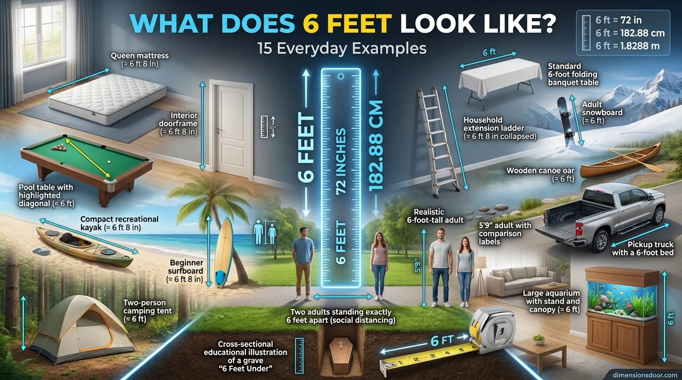 How Long Is 6 Feet? 15 Everyday Examples, Visual Comparisons & Easy Conversions (2026)