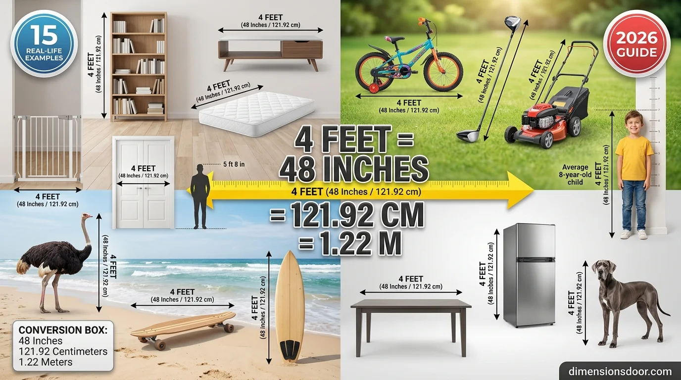 How Long Is 4 Feet? 15 Everyday Examples, Visual Comparisons & Easy Conversions (2026)