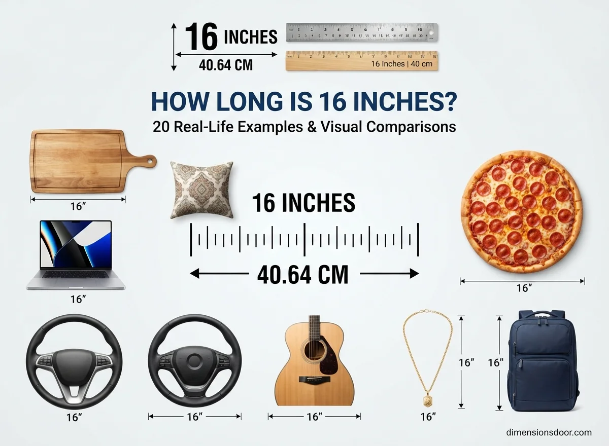 How Long Is 16 Inches? 20 Real-Life Examples, Comparisons & Visual Guide