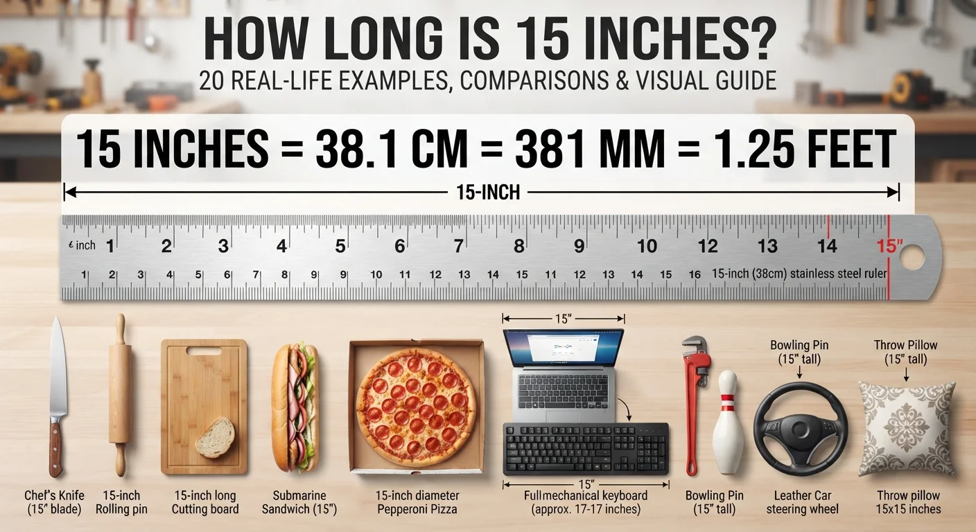 How Long Is 15 Inches? 20 Real-Life Examples, Comparisons & Visual Guide